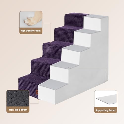 EHEYCIGA Dog Stairs for High Bed 22.5" H, 5-Step Dog Steps - Image 3