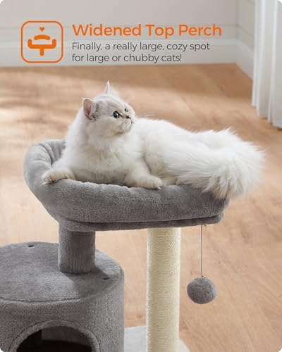 Feandrea Cat Tree, 18.5-in Small Cat Tower, Cute Kittens Condo, Light Gray - Image 6