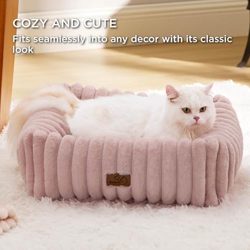 Bedsure ComfyFleece® Dog Bed for Small Dogs & Cats Washable，20in Blush Pink - Image 4