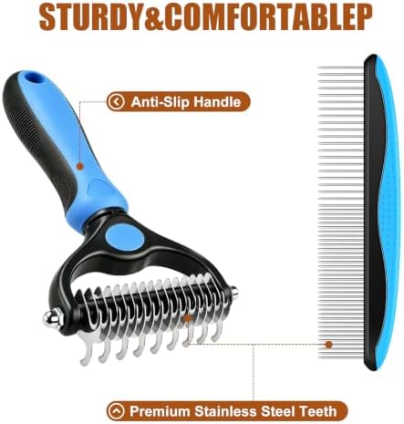 Pet Grooming Tool Set, Deshedding Brush & Metal Comb - Image 4