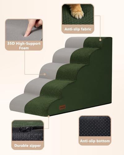 Aodisman Dog Stairs for High Beds, 5 Step Pet Ramp for Dogs and Cats, 22.4" H - Image 3