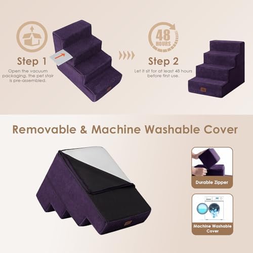 EHEYCIGA Dog Stairs for Bed 18" H, Dog 4-Steps for High Bed - Image 6