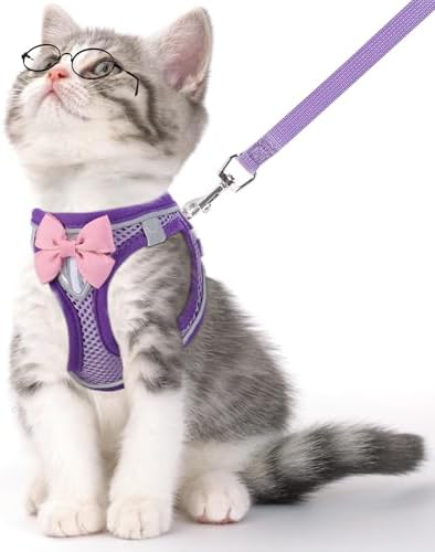 Cat Vest Harness and Leash Set, Escape Proof Kitten Harness Purple M by NCMAMA