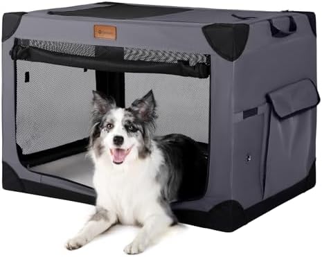 Garnpet Soft Dog Crate for Large Dogs, 4-Door Foldable Collapsible Dog Crate by Garnpet
