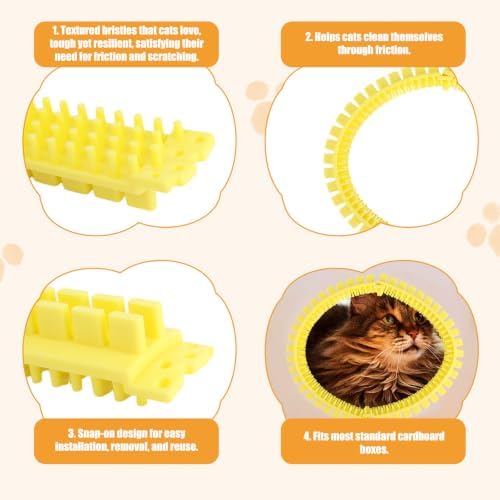 Cat Self Groomer Arch for Cardboard Boxes, DIY Tunnel Self-Grooming Brush Hole - Image 3