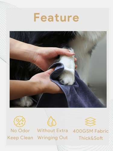 Dog Towel Pet Towel 2 Pack 16"x31" Grey Quick Drying - Image 2