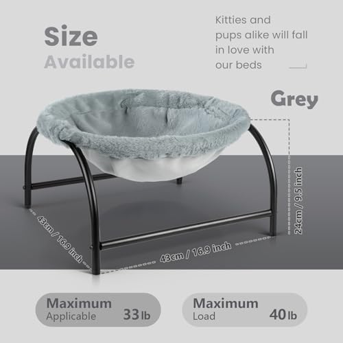 JUNSPOW Cat Bed Dog Bed Pet Sleep Hammock 16.9in x 16.9in x 9.5in - Image 5