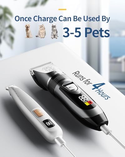 iBTC Dog Clippers and Paw Trimmer Kit 2 in 1 Low Noise Cordless Dog Clippers - Image 2