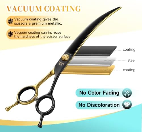 45° Super Curved Dog Grooming Scissors 7.5" CNC 440C Blades - Image 4
