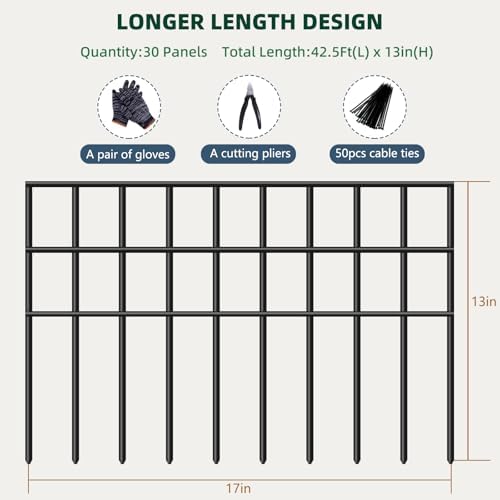 42.5ft x 13in Animal Barrier Fence, 30 Panels No Dig Garden Fence - Image 3