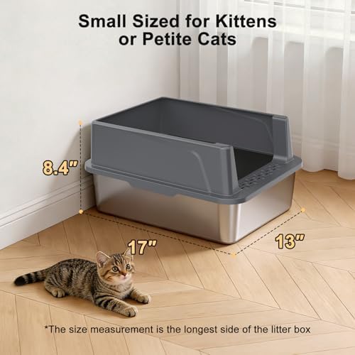 FURTIME Stainless Steel Cat Litter Box, Small Cats Metal Litter Box - Image 5
