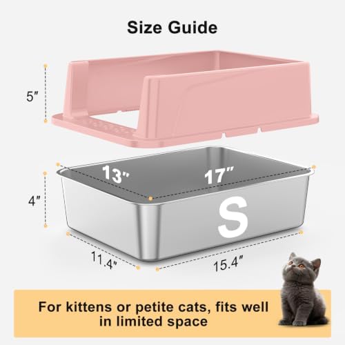 FURTIME Stainless Steel Cat Litter Box, Small Cats Metal Litter Box - Image 5