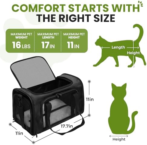 Soft-Sided Cat Carrier 18x11x11 in Expandable Travel Pet Bag 15LBS - Image 2