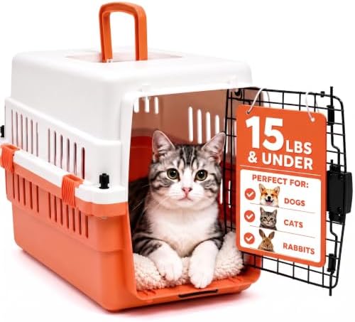 Hard-Sided Pet Carrier for Cats and Small Dogs, Portable Plastic Crate for Vet by FreePet