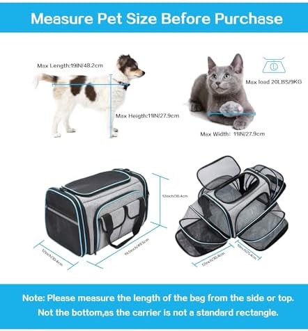 Airline Approved Pet Carrier, Large Soft Sided Pet Travel TSA Carrier 4 Sides - Image 2