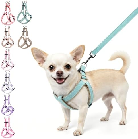 BEAUTYZOO Adjustable No Pull Dog Harness and Leash Set, Linen Style Woven by BEAUTYZOO
