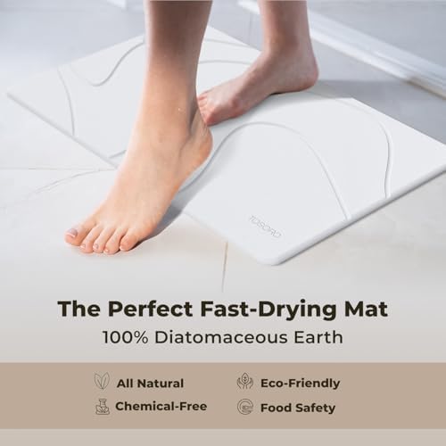 TOSORO - Stone Bath Mat Diatomaceous Earth Shower Mat Non-Slip Super Absorbent - Image 4