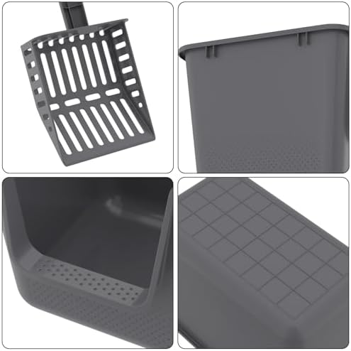 4-Pack Cat Litter Box with High Sides and Scoop, Plastic Open Top Cat Litter Box - Image 3