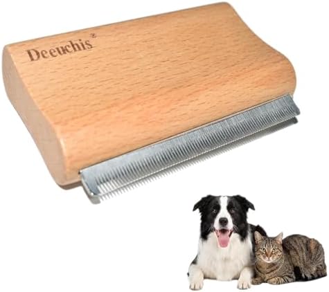 Wooden Deshedding Brush for Dogs, Cats & Horses, Deshedding Grooming Tool Curry by DEEUCHIS