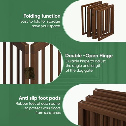 Dog Gates for Doorways, Freestanding Foldable Dog Gate Indoor, Pet Gates for - Image 4