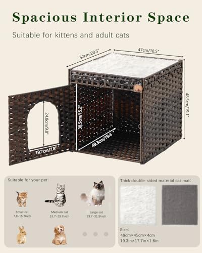 SETVSON Cat Beds for Indoor Cats Extra Large Double PE Rattan - Image 6