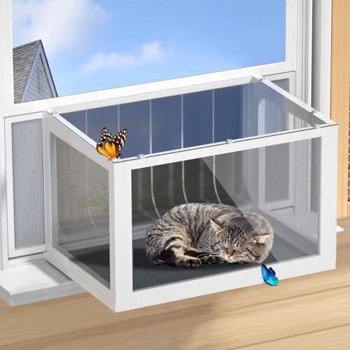 Cat Window Box Catio, Outdoor Indoor Cat Enclosure by AMZOSS%7CWoodenPetHomes