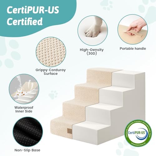 COZY KISS Dog Stairs for Small Dogs, 4 Step Pet Stairs for Beds & Couches - Image 5
