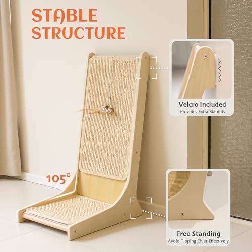PETKARAY Sisal Cat Scratcher, Upright Cat Scratch Pad Wall Mounted, Vertical - Image 5
