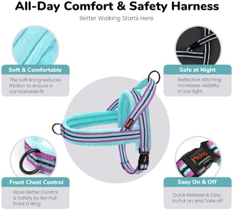 Didog No Pull Dog Harness for Small Dogs, Soft Flannel Padded, Mixed-Blue - Image 5