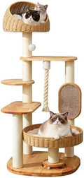 50 in Wooden Cat Tree for Indoor Cat, Large Cat Tower by Unknown