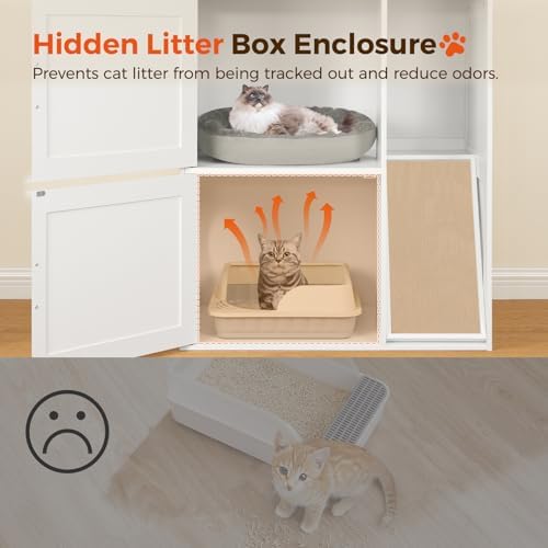 MAHANCRIS Litter Box Enclosure for 2 Cats, Hidden Litter Box Furniture - Image 6