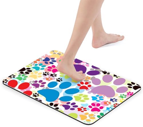 YISUMEI Colorful Dog Paw Print Bathroom Mat, Non-Slip Super Absorption Bath - Image 4