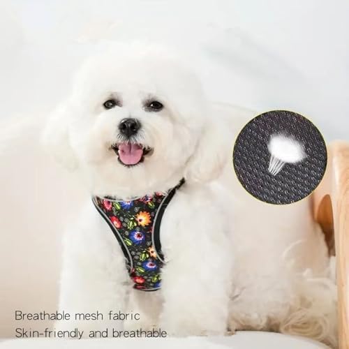 Step in Dog Harness No Pull Flower Adjustable Soft Mesh Harness - Image 4