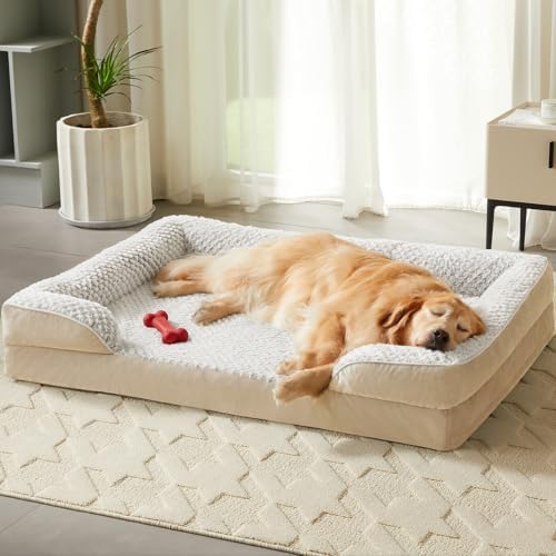 LEXTRO Orthopedic Dog Beds for Large Dogs, Comfy Washable Dog Couch Bed by LEXTRO