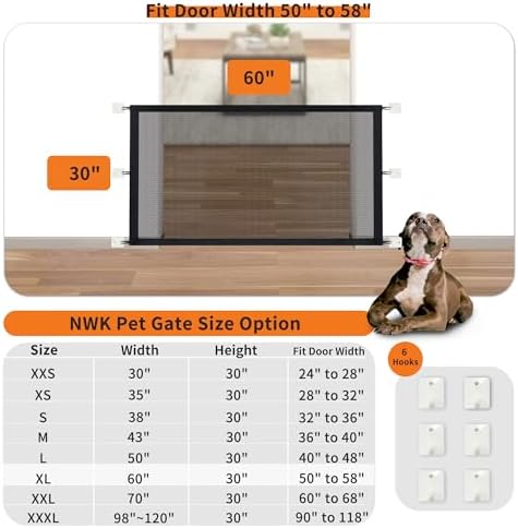 NWK Dog Gate for Stairs and Doorways 60''X30'' Fits 50 to 58 Inch Opening - Image 2