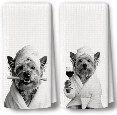 Dog Kitchen Towels Decor Set of 2 by BCUANGD