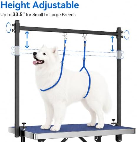 Dog Grooming Table with Arm Hammock & Nooses, 35.5" L×23.6" W x 30" H - Image 6