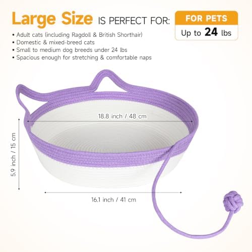 Cotton Rope Cat Bed, Instinct Hand Woven Basket - Image 2