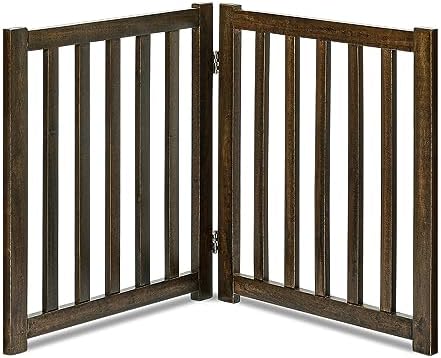 LZRS Wooden Free Standing Dog Gate 40" W x 24" H, Foldable Solid Hardwood Pet by LZRSPET
