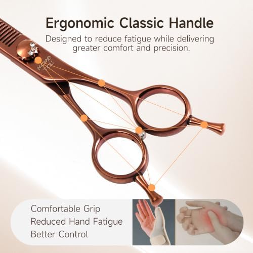 7'' Thinning Dog Grooming Scissors, 440C Stainless Steel Bronze Pet Grooming - Image 6