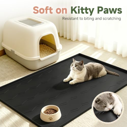 Songrey Silicone Cat Litter Mat 34" x 22", Large Litter Trapping Mat - Image 5