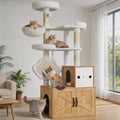 Heybly Cat Tree with Litter Box Enclosure, Modern 64" Hidden Tower HCT105WB by HEYBLY