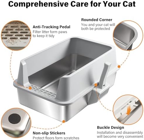 2 Pack Stainless Steel Litter Box, XL Metal Cat Litter Box - Image 4