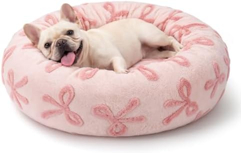 JOEJOY Jacquard Donut Round Small Dog Beds, Removable Washable Cover, Cute by JOEJOY