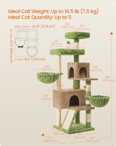 Feandrea Cat Tree, 68.5-in Tall Cat Tower - Image 5