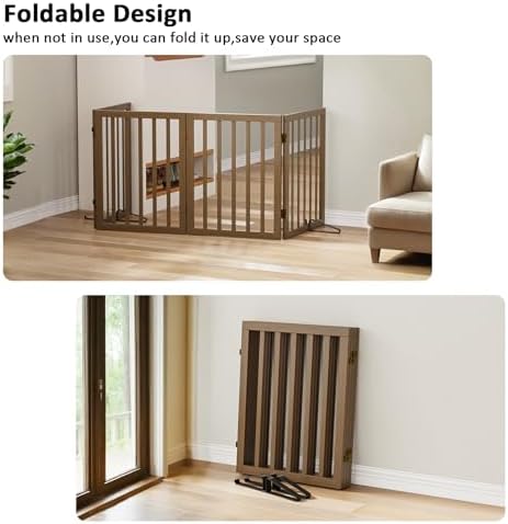 Dog Gate for Stairs, Foldable Dog Gate for Indoor Doorways House, Freestanding - Image 4