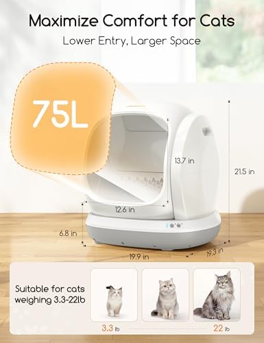 Meowant Self-Cleaning Cat Litter Box, 75L Extra Large Open - Image 7