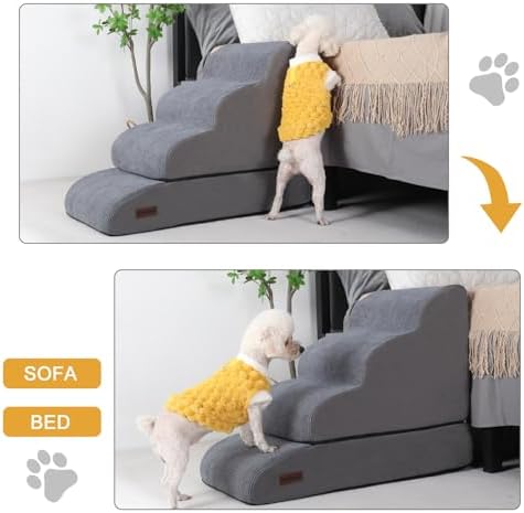 4-Step Dog Stairs and Ramp for Beds or Couch, Pet Steps for Dogs and Cats - Image 4