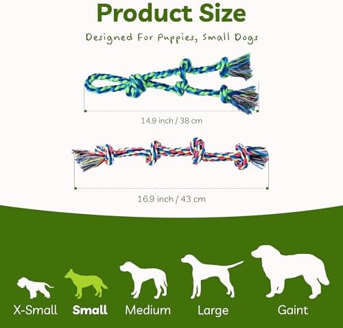 2 Pack Dog Rope Toy for Small Dogs, Durable Cotton Puppy Teething Toys - Image 7