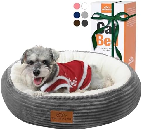 Zerbuger 23in Dark Grey Round Dog Bed Sofa by Zerbuger
